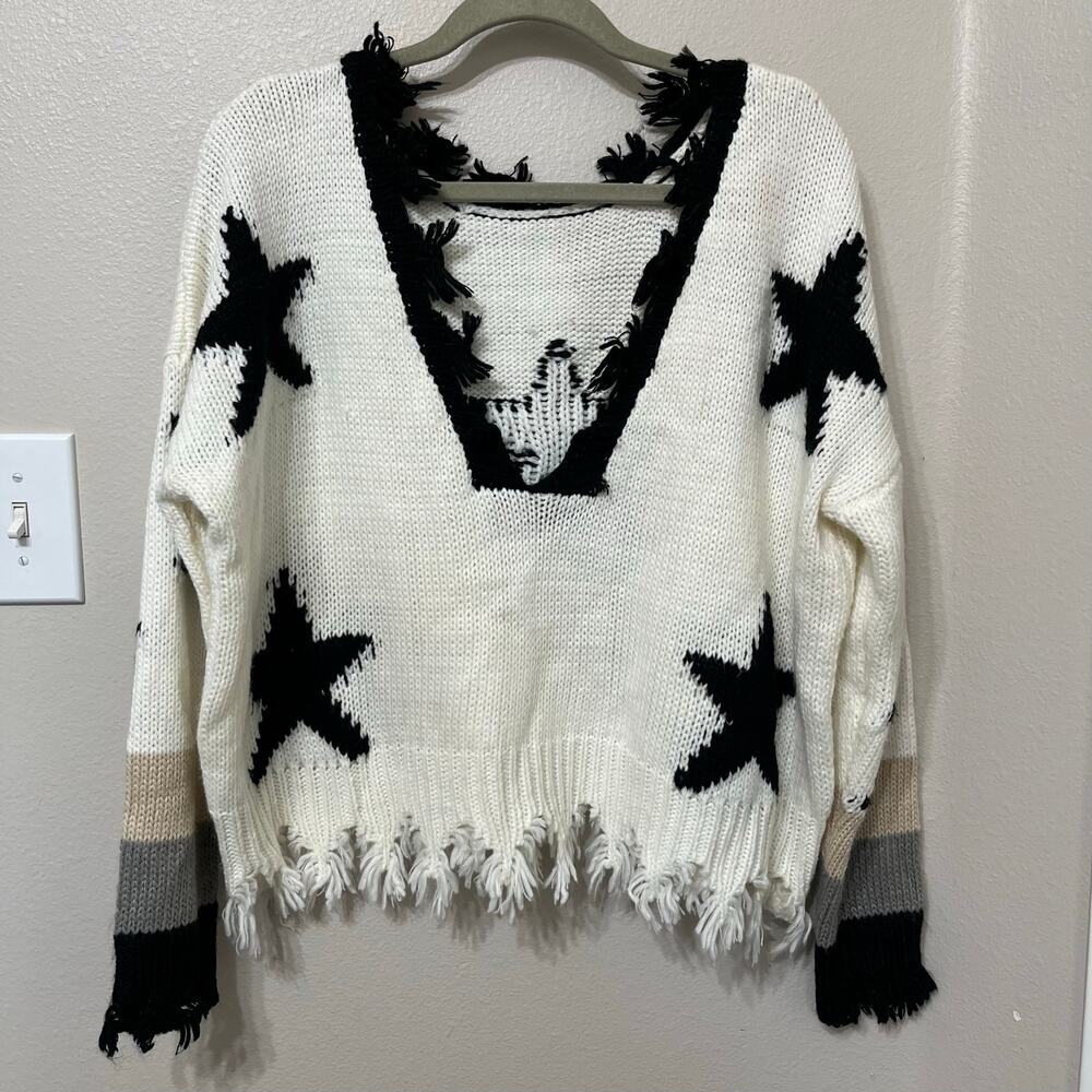 Storia Women’s Sweater Size Small Oversized Stars Pull Over Soft
